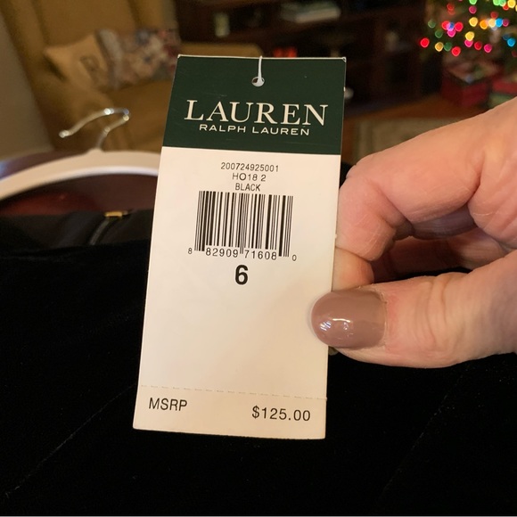 Holiday 🎉🥂Lauren Ralph Lauren Black Velour/Velvet Bell Sleeve Blouse, 6, NWT - Picture 6 of 9